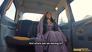 Yasmina Khan, a British nurse, gets her tight Asian pussy stretched by a big cock in fake taxi