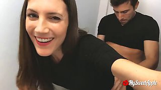 Risky fuck in club toilet - sneaky amateur couple too horny to go home