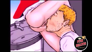 Horny stewardess has sex in the airplane bathroom with the first passenger she comes across