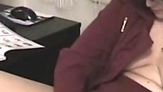 Dirty MILF Masturbating in the Office
