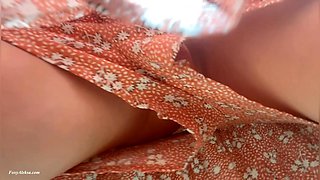 Wow! Nude Pussy in Search of Thrills in the Bus. Self Pleasure Under Skirt.