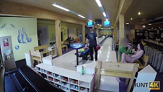 HUNT4K. Guy penetrates attractive beauty while cuckold plays bowling