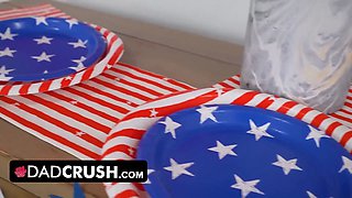 Insane daughter-in-law does a little undress tease for her stepdaddy to feast independence day