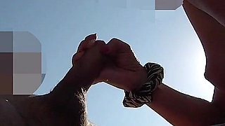 French Teacher Nudist Beach Blowjob Public to Voyeur with Cumshot - Misscreamy
