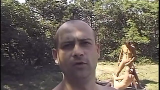 Outdoor fuck for a bisexual man loving pussy and cock