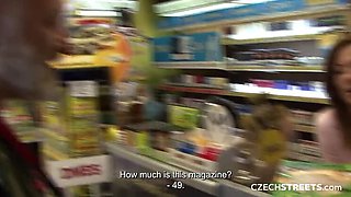 Mature Czech MILF Lara Braun Gives Blowjob and Gets Fucked Doggy Style in Public Tobacconist - Amateur POV HD