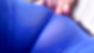 Blue tights cameltoe teaser
