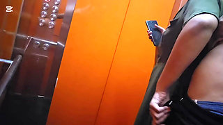 Public Elevator Girl Gives Handjob