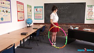 Naughty student Kate-Anne is hula hooping and stripping