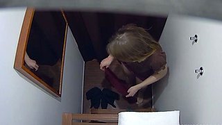 Beautiful brunette caught fucking on hidden cam massage