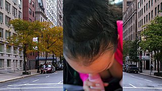 Thai MILF big cock car blowjob in public