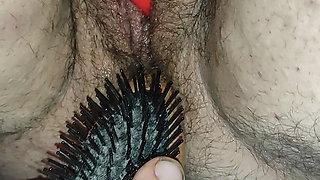 Hairbrush stuck in my girlfriend