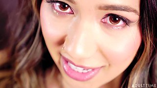 Hot blonde Asian offers finest angles while dealing with attentive boyfriend