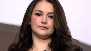 Amateur busty brunette masturbates and does hand job