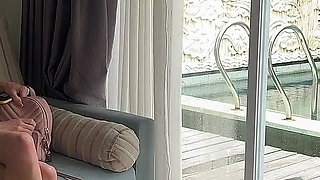 Babysitter, Why Is There a Vibrator in Your Bag? - Rough Sex by the Pool Cum on Face