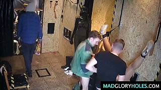 Hot Blonde MILF Luci Angel Takes Multiple Cocks in Glory Hole Gangbang