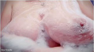 Arya Grander - Natural Boobs Tease. Bathroom Pleasure. Close Up