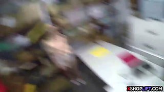 Petite teen suspected and fucked by a shady security guy