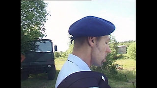 Soldiers Have Group Sex Outdoors in the Camp with Slutty Hikers