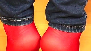 Red Stockings, Sneakers & Dangling Tease