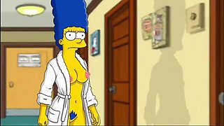 Marge Simpson Cartoon Parody - Horny Housewife Cheats While Cuckold Watches