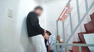 Risky Public Outdoor Sex, Hardcore Fucked Student Rider Fire Exit