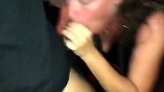 Mature Brunette's Interracial Blowjob
