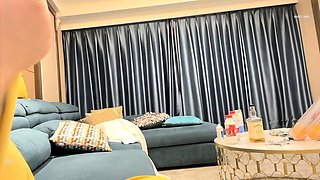 Cute amateur asian web cam girl playing with her toy