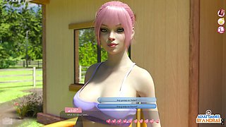 Softcore animation opens up to a sexy story in English