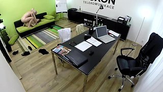 Skinny Redhead Gets Hot Anal Creampie in the Office