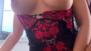 Non stop blonde with big boobs cock jerks off on the bed