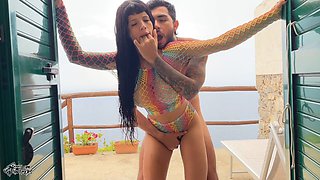 Petite latina, petite brunette, fucking outside