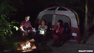 Roxie Sinner and her friend getting fucked in a tent
