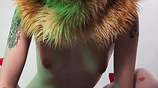 Cute Furry Girl In Fox Ears Rides Monster Dildo Hard Until Squirting Orgasm