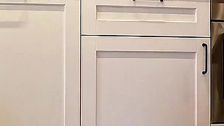 Sexy and Hot Long Legs Beauty in the Kitchen Takes off Her Underwear in a Transparent Lingerie with Seethrough Panties