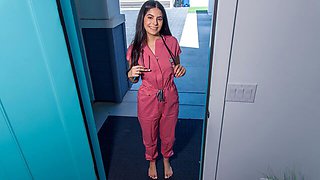 Flexible young brunette Angel Gostosa is feeling a long dick inside