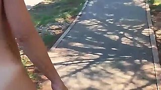 Pussy Flash - My Exhibitionist Wife Walks Naked in the Street Where Many People Pass - Caught!!!
