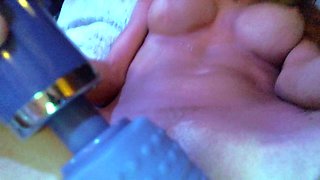 Blonde tight pussy babe solo toy fun in glamour masturbation