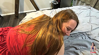 Chubby mom in red heels wants to fuck rough and swallow cum