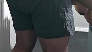 Step son pulled out his dick and fuck step mom on edge of the bed