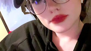 Busty curly brunette with big boobs fucks on couch