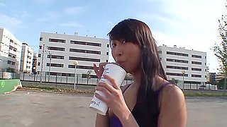 Chinese amateur girl does a public blowjob