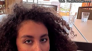 Interracial Outdoor POV public hardcore takes BBC in the restaurant - Cumshot