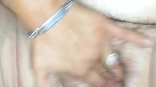 My Wife Masturbating the Rich Fat Hairy Pussy She Has