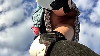 Pussy toying busty high heeled stunner solo pov masturbation