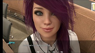 Curvy babe with big natural tits in a visual novel game