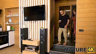 Mature4k. woman over 50yo has labia packed with mans knob in sauna