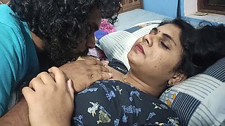 Vaishnavys Boobs Suck In Night By Sharun Raj, Bedroom Romance, Mallu Couple Hot Boobs Suck, Hot Wife Boobs Suck In Night