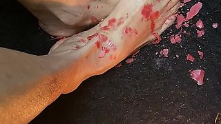 Really Nice Tiny Feet with Red Long Toes with Candle Wax