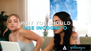 Girlsway - phat ass white girl Anna Claire clouds detects tattooed roomie Vanessa Sky sees lesbian porn